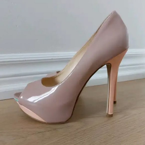 Women's shoes pumps heels peep-toe taupe nude size 6 - Picture 6 of 9
